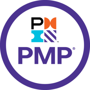 PMP certification document from the Project Management Institute confirming Project Management Professional status.